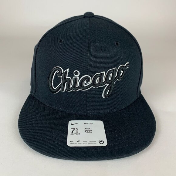 Chicago White Sox MLB Black Nike Pro Cap Fitted Hat Mens 7 3/8 New - Picture 2 of 5